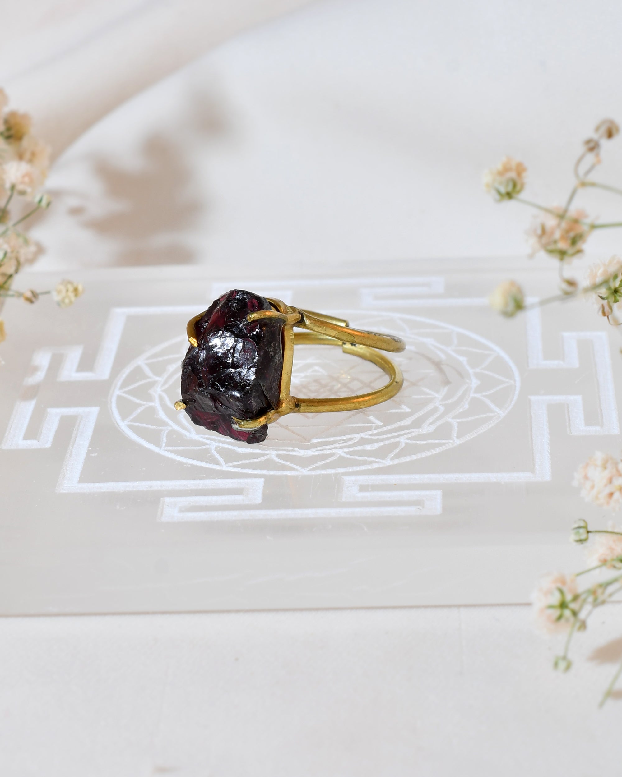 NATURAL GARNET RAW RING 100% Natural Gemstone